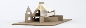 Stacey Lewis - London Architect. Architecture – A House for a Gardener, Munstead Wood - 1:200 Maquette, Greyboard, Foamboard, and White Card.