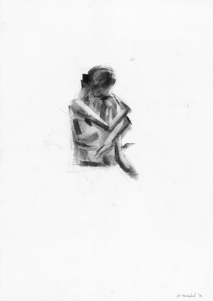 Seated Woman, Life Drawing, 15-Minute Pose - 27 November 2019, The Garrett Centre, Bethnal Green - Charcoal on Cartridge Paper, 420mm x 594mm.