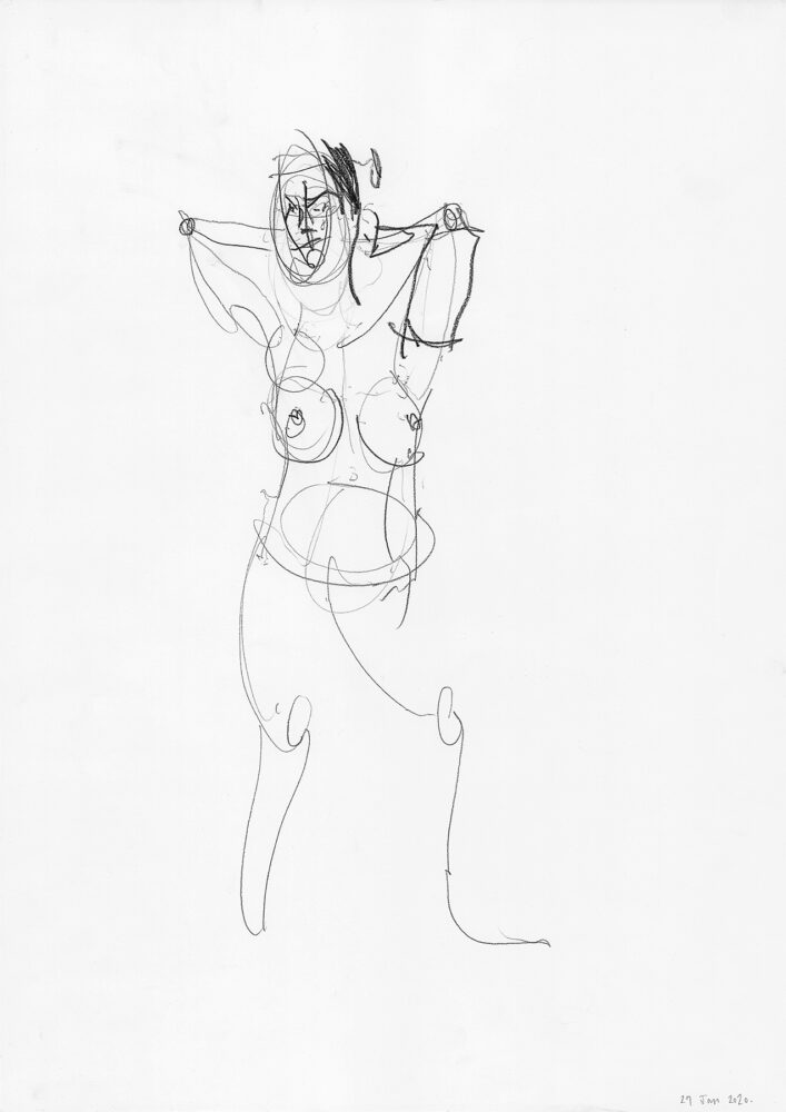 Stacey Lewis - London Architect. Woman Standing, Life Drawing, 15-Minute Pose - 29 January 2020, The Garrett Centre, Bethnal Green - Pencil on Cartridge Paper, 420mm x 594mm.