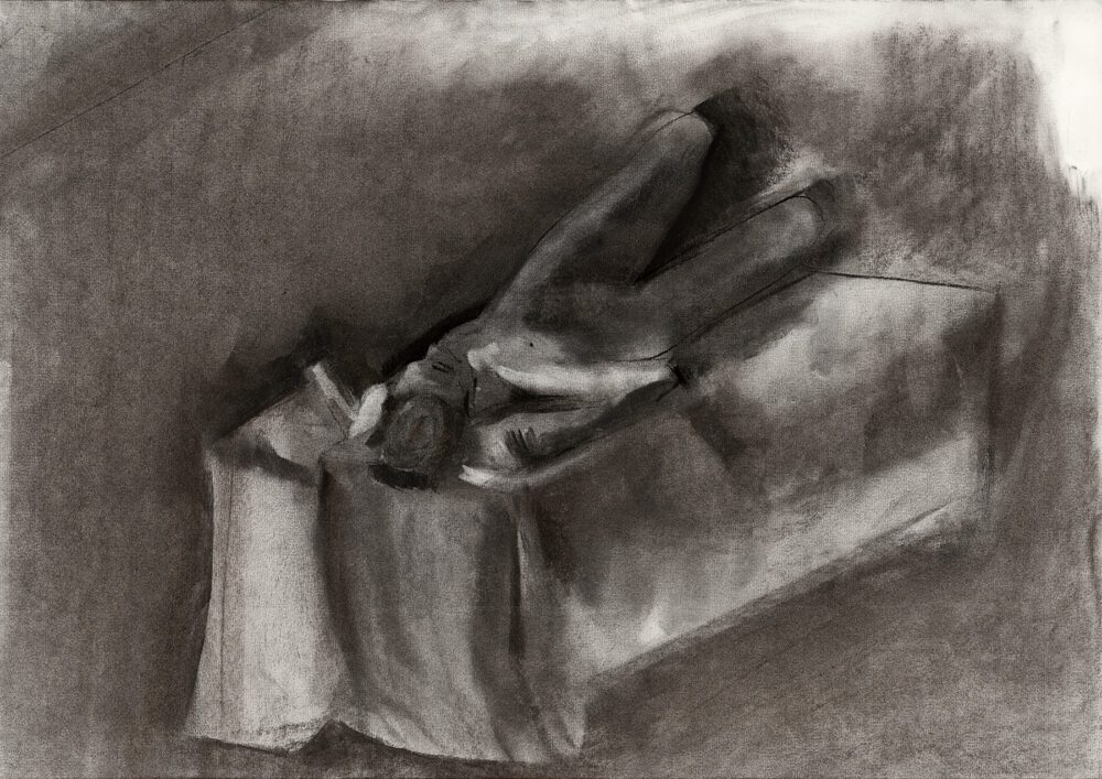 Stacey Lewis - London Architect. Lying Woman, Life Drawing, 45-Minute Pose - 31 October 2020, Royal Drawing School, 4th Floor, 19-22 Charlotte Road, LondonCharcoal on Ingres Paper, 594mm x 841mm.