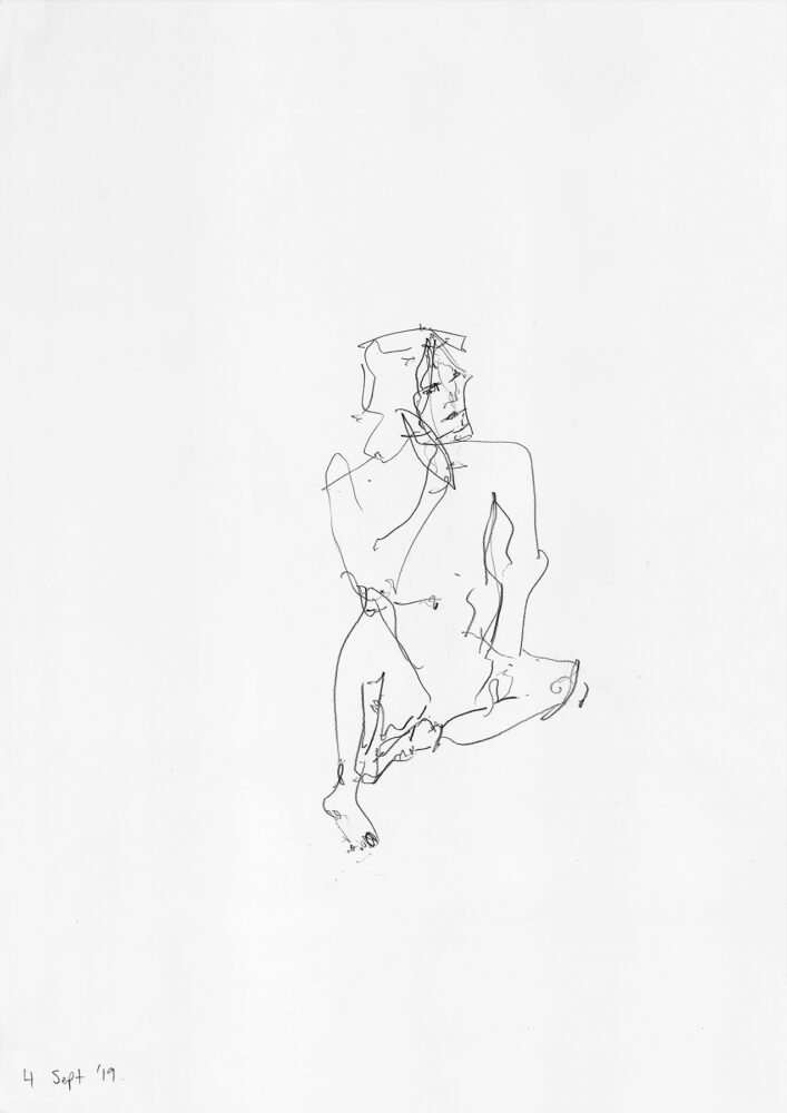 Stacey Lewis - London Architect. Seated Figure, Life Drawing, 10-Minute Pose - Pencil on Cartridge Paper, 420mm x 594mm - 4 September 2019, The Garrett Centre, Bethnal Green