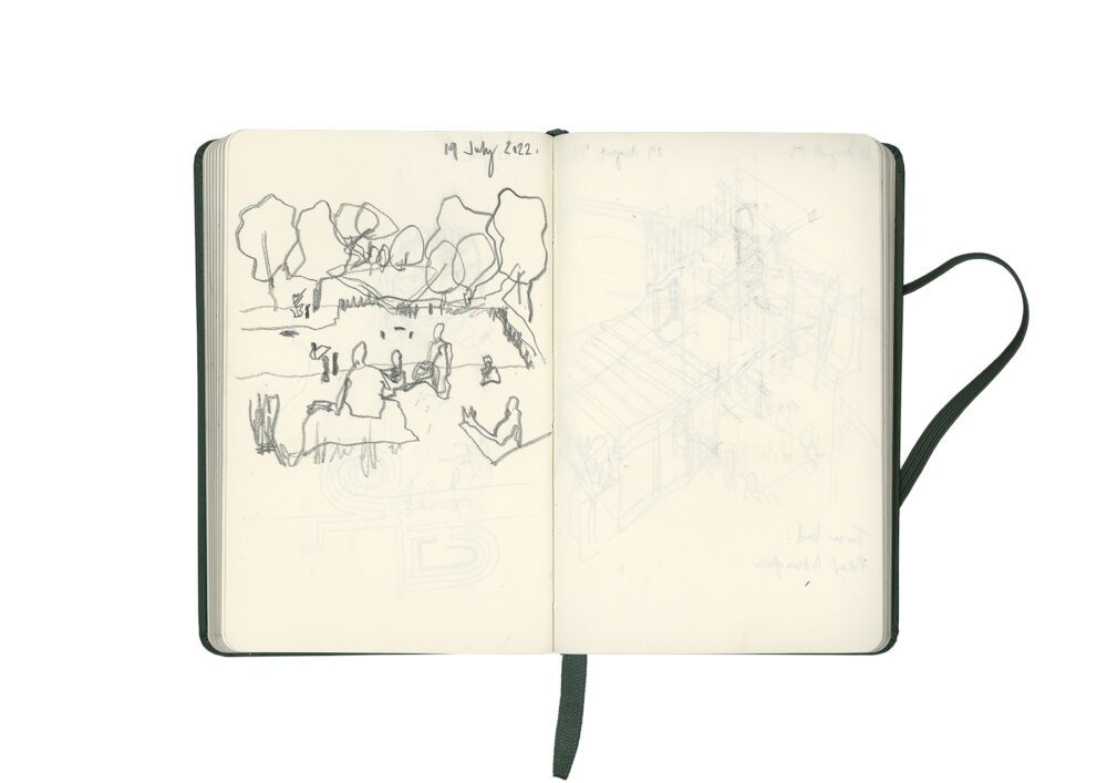 Stacey Lewis - London Architect - Sketchbook – Sketchbook VI - Hampstead Heath, Model Boating Pond - Life Drawing