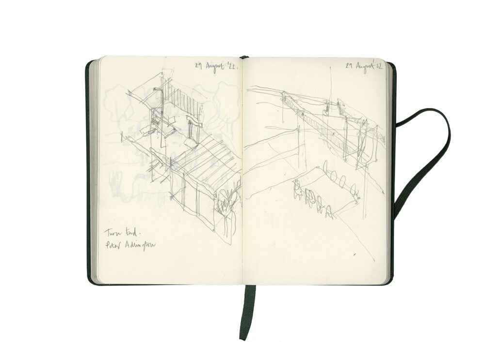 Stacey Lewis - Architect London - Sketchbook – Sketchbook VI - Turn End, designed by Peter Aldington, 1963-67 - Life Drawing