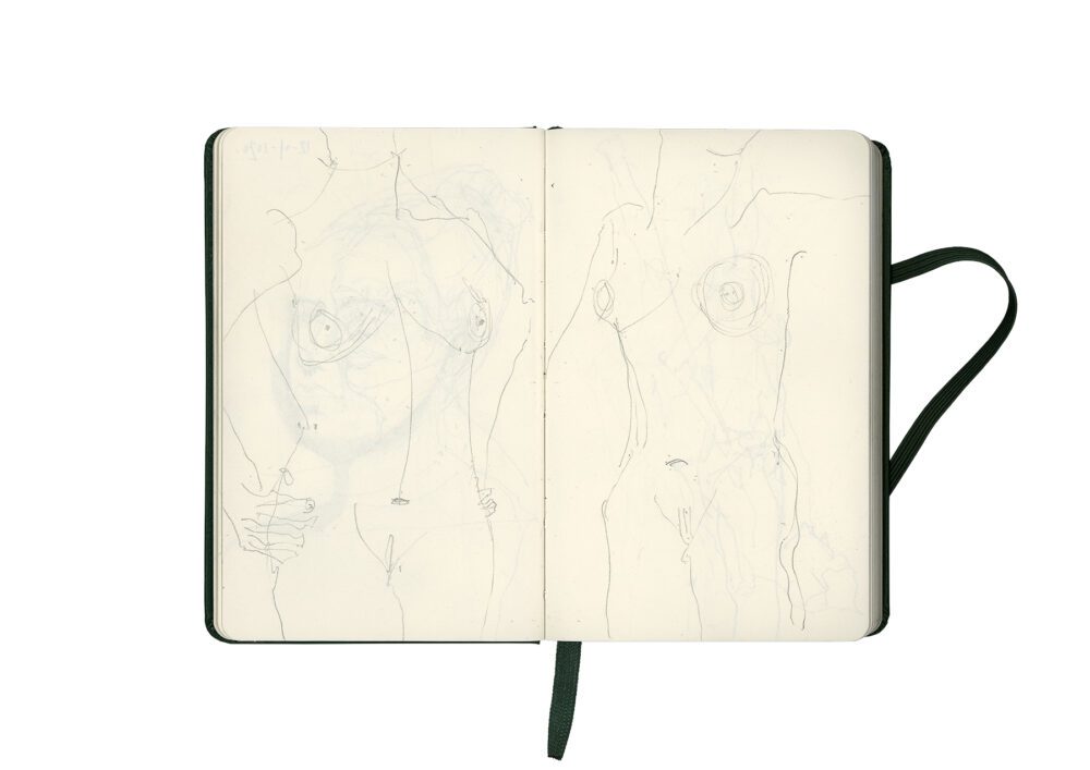 Stacey Lewis | Sketchbook VI (Green) - Proportion Calculations - Life Drawing - The Garrett Centre, Bethnal Green